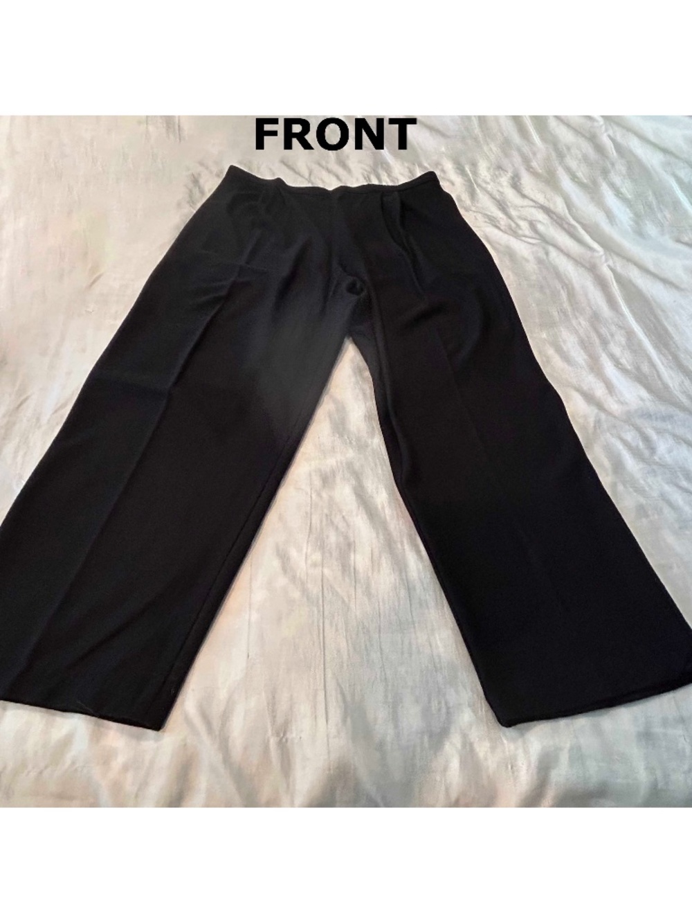 WOOL DRESS PANTS, BLACK, SIZE 3X, ELASTIC WAIST, HARRIS WALLACE NEW YORK FROM